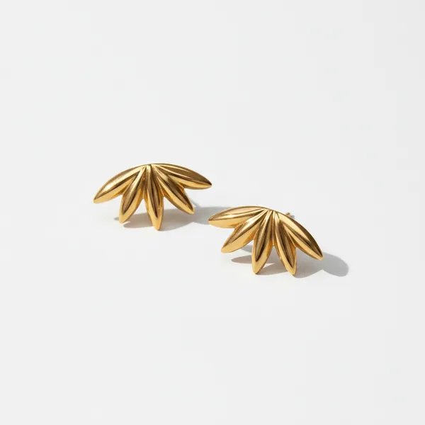 Gold_Plated_Fan_Leaf_Petal_Stud_Earrings_For_Women